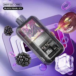 MOTI Vape Brasília 2Z02612 | MOTI Go Pro vape descartável (5%, 12.000 baforadas) pérola negra gelada