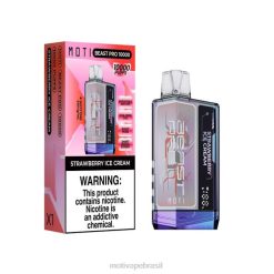 MOTI Vape Flavors Brasil 2Z02650 | MOTI Beast Pro vape descartável (5%, 10.000 baforadas) sorvete de morango